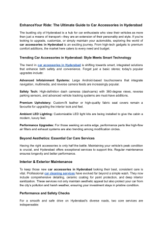 EnhanceYour Ride_ The Ultimate Guide to Car Accessories in Hyderabad