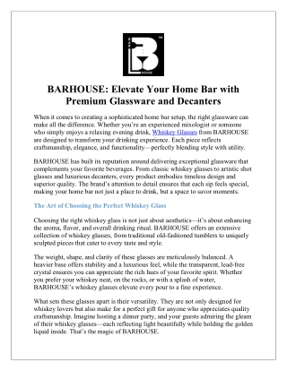 Premium Whiskey Glasses for a Luxurious Experience