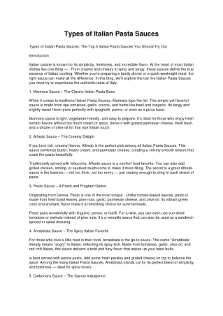 Types of Italian Pasta Sauces The Top 5 Italian Pasta Sauces You Should Try Out