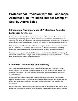 Landscape Architect Slim Pre-Inked Rubber Stamp of Seal