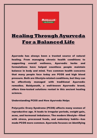 Healing Through Ayurveda For a Balanced Life