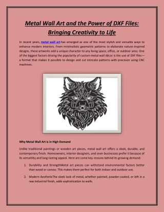 Metal Wall Art and the Power of DXF Files: Bringing Creativity to Life