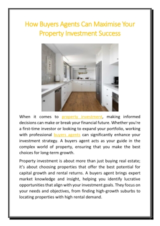 How Buyers Agents Can Maximise Your Property Investment Success