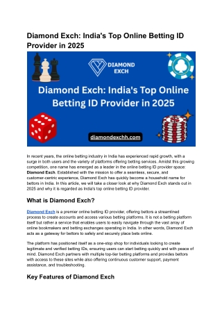 Diamond Exch_ India's Top Online Betting ID Provider in 2025