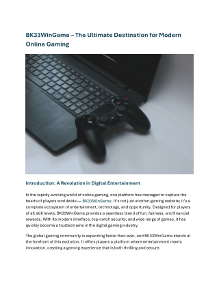 BK33WinGame – The Ultimate Destination for Modern Online Gaming