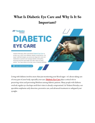 What Is Diabetic Eye Care and Why Is It So Important ?