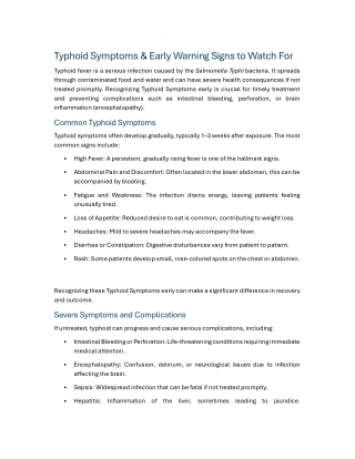 Typhoid Symptoms & Early Warning Signs to Watch For