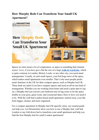 How Murphy Beds Can Transform Your Small UK Apartment