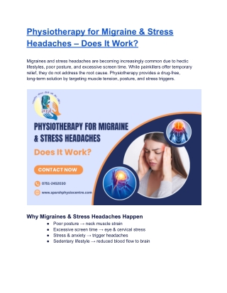 Physiotherapy for Migraine & Stress Headaches
