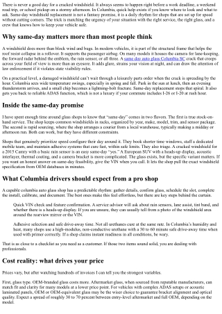 Windshield Replacement Columbia: Same-Day Solutions