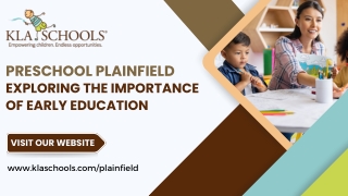 Preschool Plainfield  Exploring The Importance of Early Education