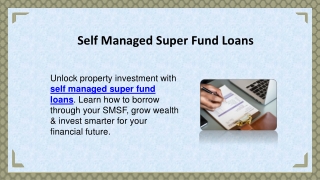 Self Managed Super Fund Loans