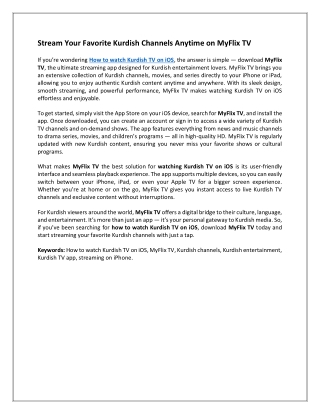 Stream Your Favorite Kurdish Channels Anytime on MyFlix TV