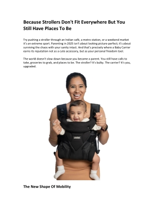 Move Freely with LittleBum’s Ergonomic Baby Carrier | Because Strollers Can’t Go
