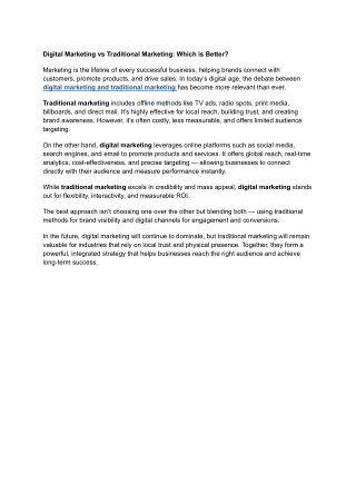 Untitled documentDigital Marketing vs Traditional Marketing: Which is Better?