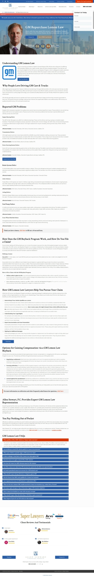 GM Lemon Law Buyback Assistance