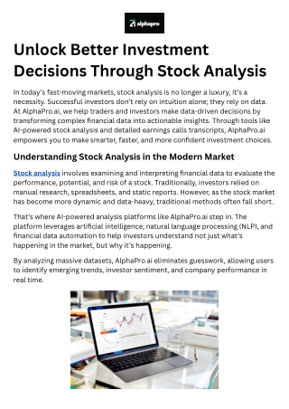 Unlock Better Investment Decisions Through Stock Analysis