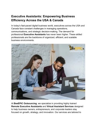 Executive Assistants_ Empowering Business Efficiency Across the USA & Canada
