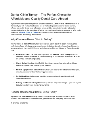 Clinic Turkey – The Perfect Choice for Affordable and Quality Dental Care Abroad