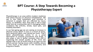 BPT Course, A Step Towards Becoming a Physiotherapy Expert