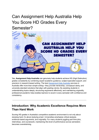 Can Assignment Help Australia Help You Score HD Grades Every Semester
