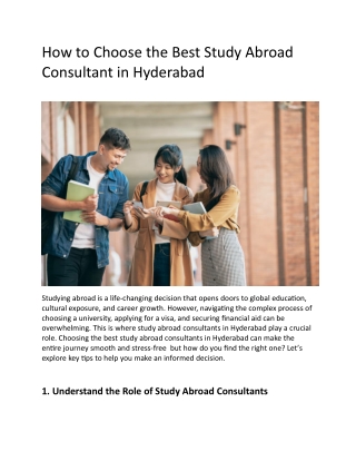 How to Choose the Best Study Abroad Consultant in Hyderabad