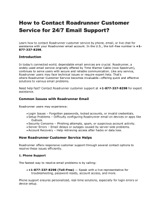 How to Contact Roadrunner Customer Service for 24/7 Support