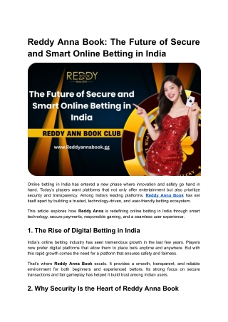 Reddy Anna Book The Future of Secure and Smart Online Betting in India