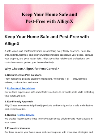 Keep Your Home Safe and Pest-Free with AllignX