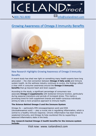 Growing Awareness of Omega-3 Immunity Benefits | Icelandirect