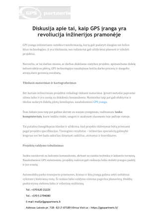 Diskusija apie tai, kaip GPS įranga yra revoliucija inžinerijos pramonėje