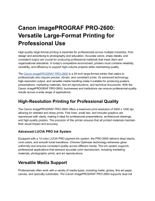 Canon imagePROGRAF PRO-2600
