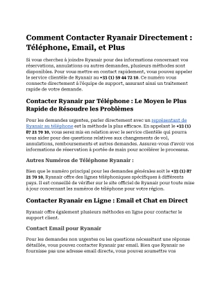 Comment Contacter Ryanair Directement : Téléphone, Email, et Plus