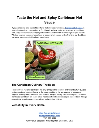 Taste the Hot and Spicy Caribbean Hot Sauce