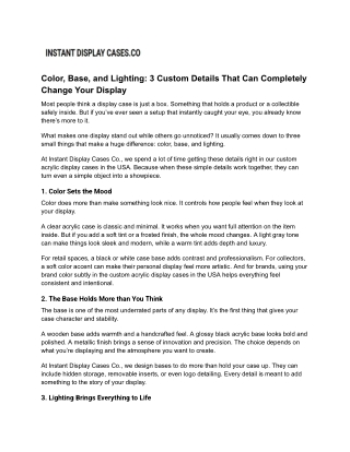 Color, Base, and Lighting_ 3 Custom Details That Can Completely Change Your Display
