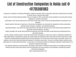 List of Construction Companies in Noida call @  917055681863