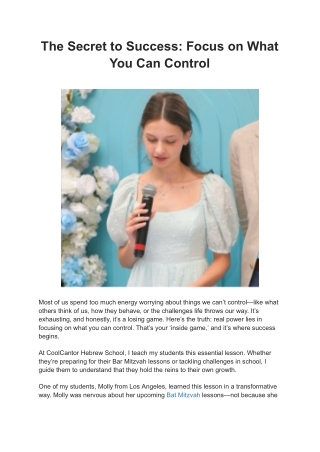 The Secret to Success_ Focus on What You Can Control