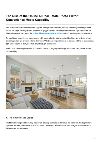 The Rise of the Online AI Real Estate Photo Editor Convenience Meets Capability