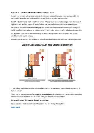 UNSAFE ACT AND UNSAFE CONDITIONS – AN EXPERT GUIDE