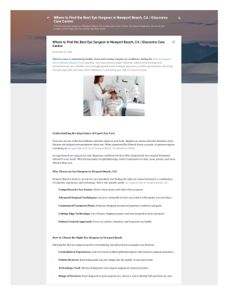 Where to Find the Best Eye Surgeon in Newport Beach, CA  Glaucoma Care Centre