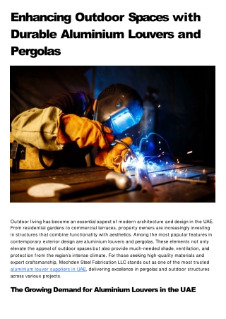 Enhancing Outdoor Spaces with Durable Aluminium Louvers and Pergolas