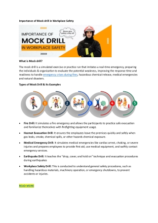 Importance of Mock drill in Workplace Safety
