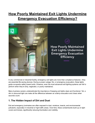 How Poorly Maintained Exit Lights Undermine Emergency Evacuation Efficiency?