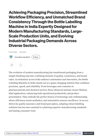 Deliver Consistent Results With Bottle Labelling Machine in India