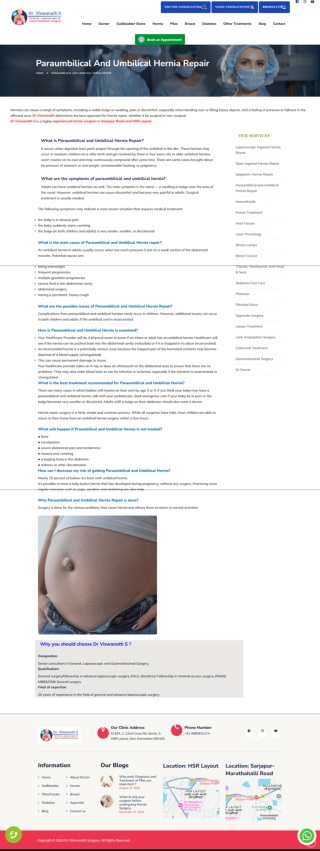 Paraumbilical, Hernia Treatment in HSR Layout, Bangalore