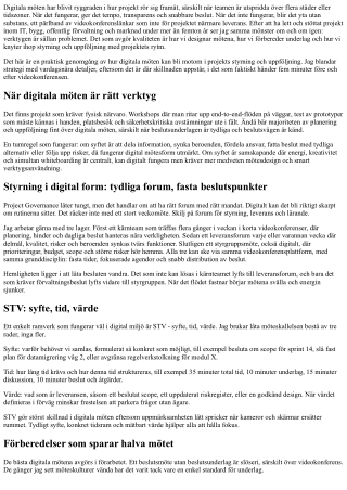 Digitala möten för projektledning: Styrning och uppföljning