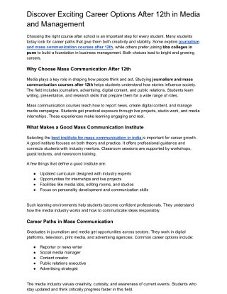 Discover Exciting Career Options After 12th in Media and Management