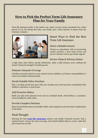 How to Pick the Perfect Term Life Insurance Plan for Your Family