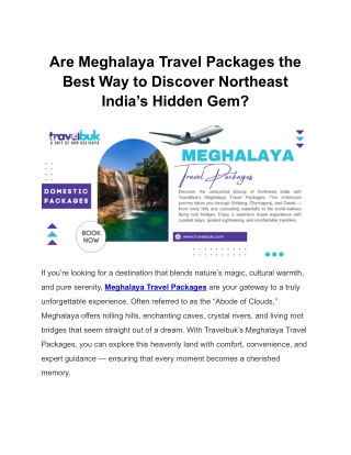 Is a Meghalaya Travel Package the Best Way to Explore Northeast India?