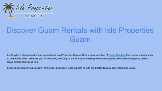 Discover the Best Guam Rentals with Isle Properties Guam